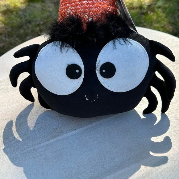 Halloween Smiling Face Spider Orange Hat Weighted Bottom Decoration Doorstop New - Picture 2 of 12